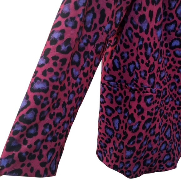 Iman: 2 pc Leopard Print Straight Leg Pantsuit, Size 2X, Pink, Purple, Black - Picture 5 of 11